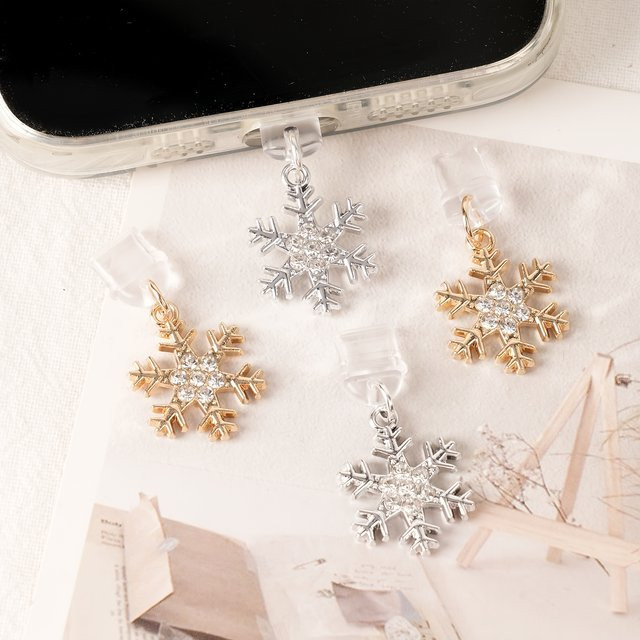 Schneeflocken-Charm Staubschutz für iPhone und Typ-C Geräte als Weihnachtsdekoration - Bild 1