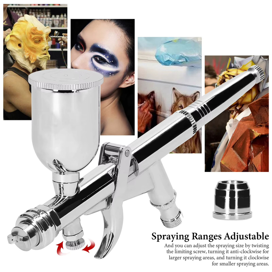 KKMOON Airbrush-Set T217A/T217 in Silber mit 0,5mm Düse und 15CC Farbflüssigkeitsbechern für Automodell-DIY, Make-up, Nagelkunst und Kuchendesign - Bild 2