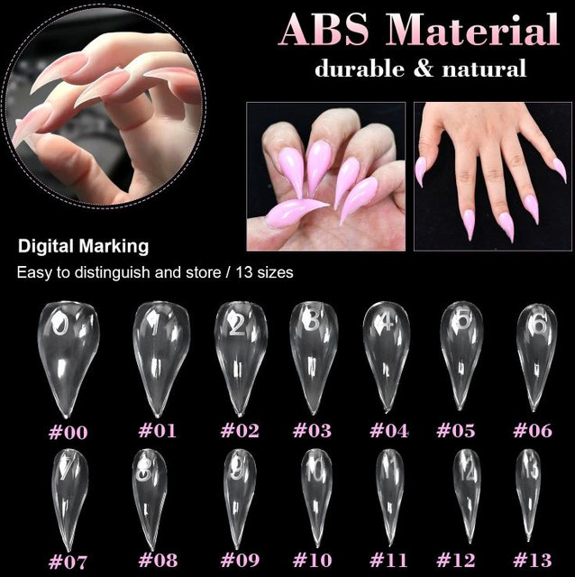 Heabety Stiletto-Nagel-Dualformen, 140 Stück, gebogen, kurz - Bild 1