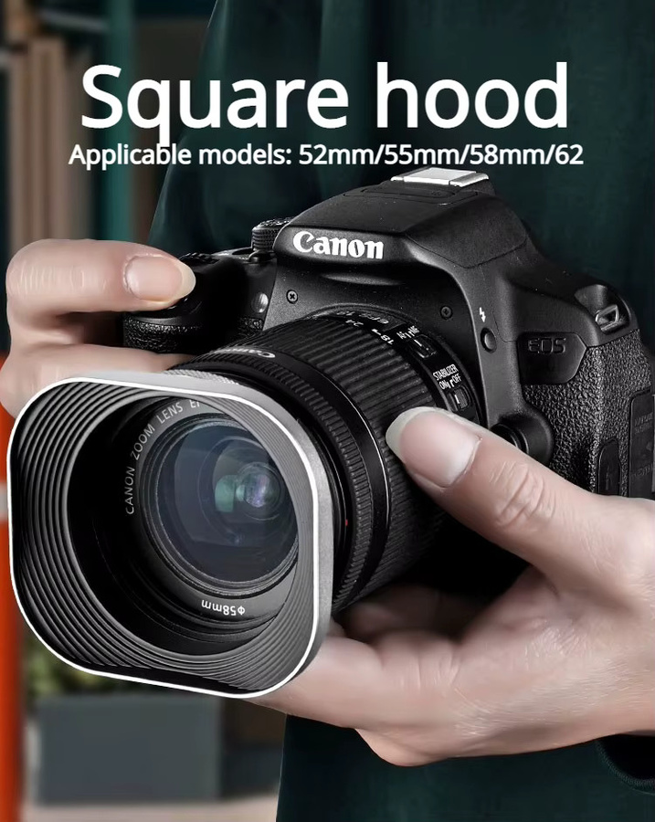 Quadratischer Lichtschutz aus Metall für Sony Fujifilm Sigma Tenglong Weizhuoshi Objektive mit 52 mm, 55 mm, 58 mm und 62 mm - Bild 3