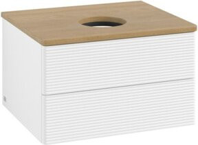 V&B Waschtischunterschrank Antao mit Frontstruktur in Eiche Honig und Weiß, B/T/H: 60 x 36 x 50 cm - Bild 1
