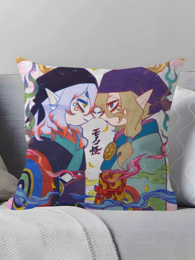 Kayou Anime Mononoke Kusuriuri Kissenbezug im Farmhouse-Stil, quadratische Dekokissenhülle, Multicolour, Breite: 30 cm, Höhe: 30 cm - Bild 4