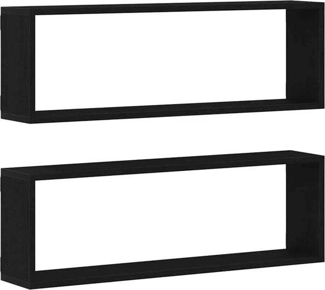vidaXL Wandregale Set 2 Stück in Schwarz und Eichen-Optik, B/T/H: 80 x 15 x 26 cm - Bild 1