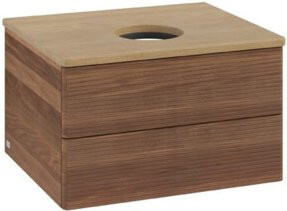 V&B Waschtischunterschrank Antao mit Frontstruktur in Walnut, B/T/H: 60 x 36 x 50 cm - Bild 1
