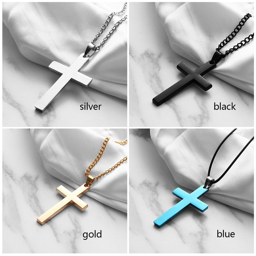 SHyuduo Halskette Edelstahl, Bicolor, Kreuz-Anhänger, Herren - Bild 2