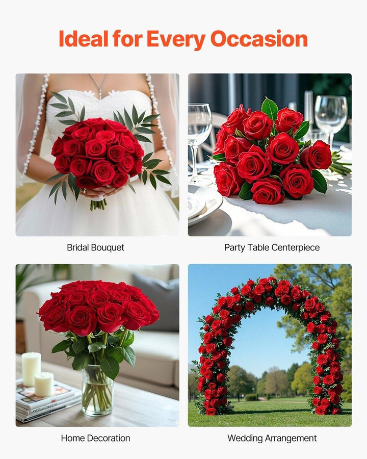 500 Stück Künstliche Rote Rosen von Buying Solutions, MB als Realistischer Strauß aus Samt und PE für Hochzeit, Party und Dekoration - Bild 4