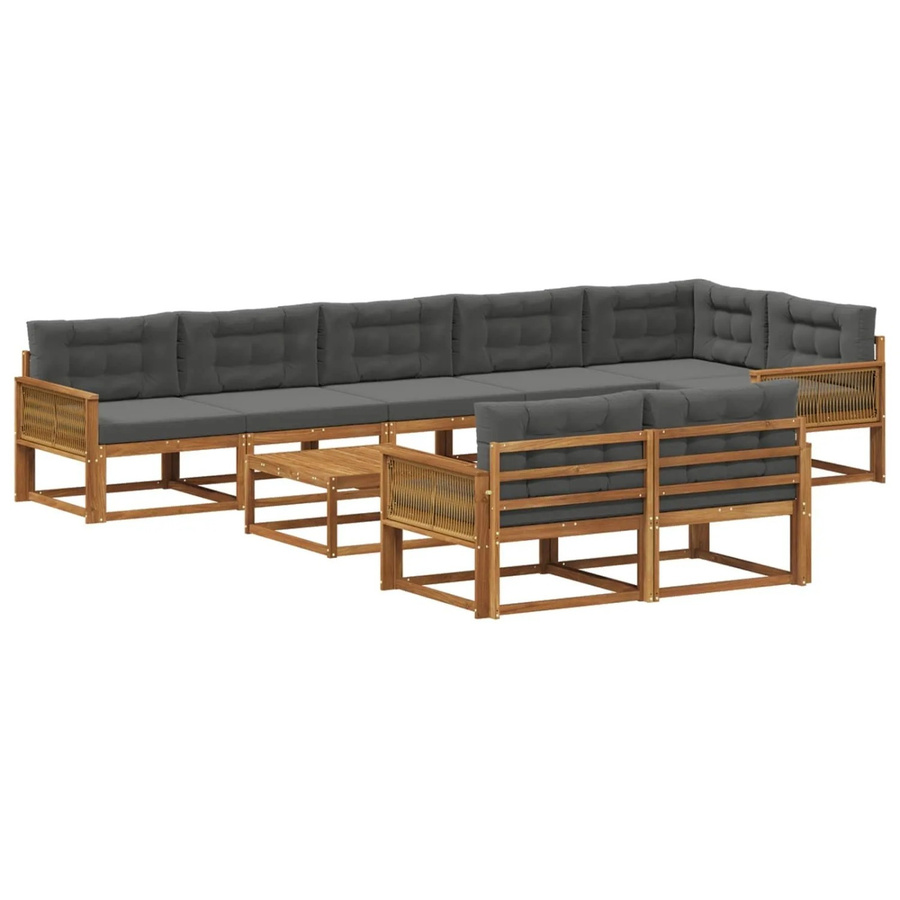 vidaXL Outdoor-Sofagarnitur in U-Form aus Akazienholz mit 9 Kissen in Anthrazit - Bild 2