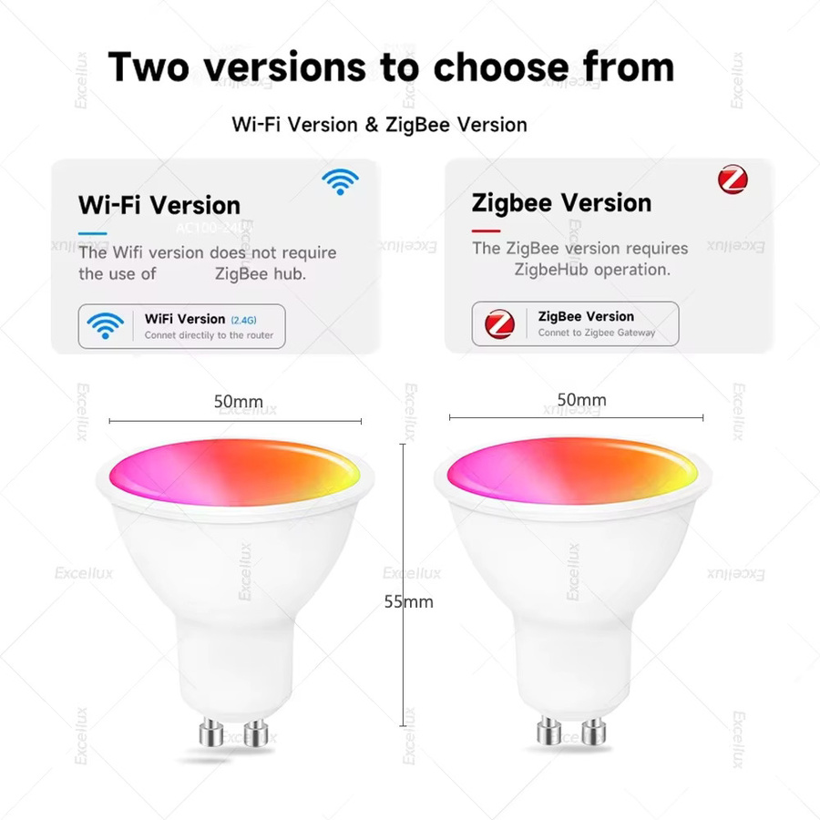 Intelligente WiFi Zigbee GU10 LED-Glühbirne RGBCW, dimmbare RGBW Spotlampe kompatibel mit Alexa, Google Assistant und Ewelink App - Bild 1