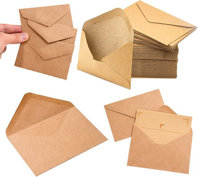 ZYF Kraftpapier-Umschläge im Retro-Stil, Farbe: Braun, B: 10,5 cm, H: 7 cm - Bild 1