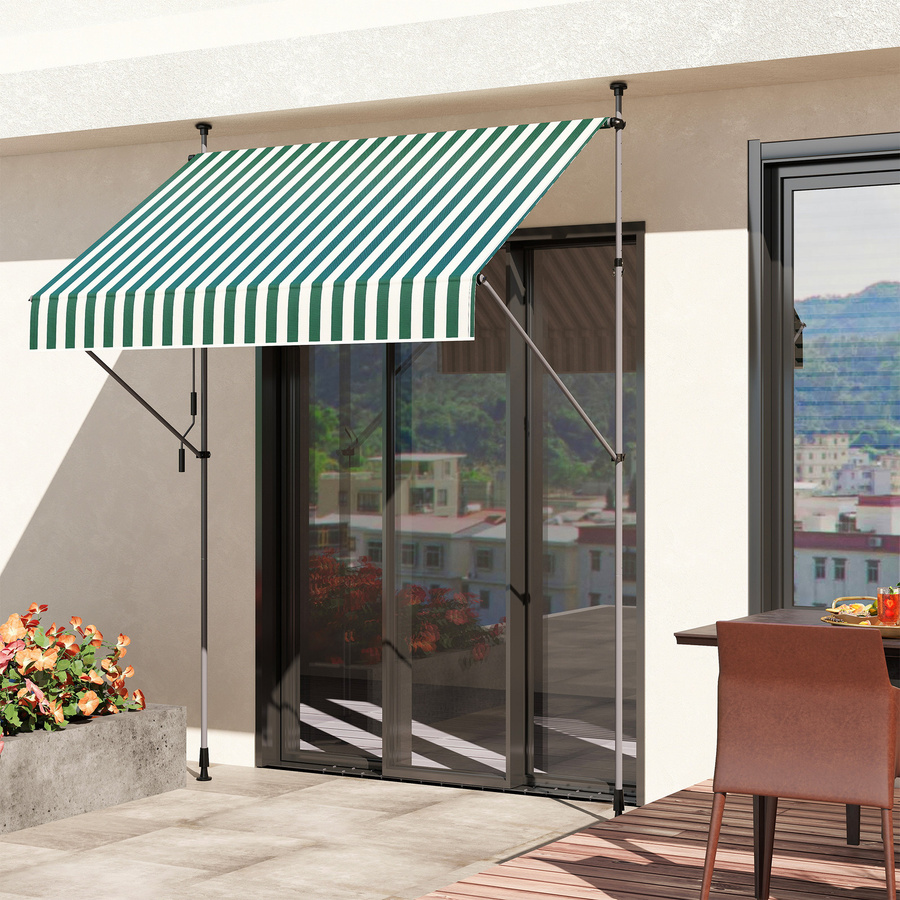 Outsunny Sonnenschirm mit Kurbelarm aus Aluminium und Polyester in Grün und Weiß, B/T/H: 200 x 120 x 310 cm - Bild 2