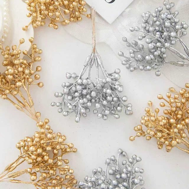 Künstliche Pflanzen als Dekorations-Element für Weihnachten, Hochzeiten oder DIY-Kränze in Gold oder Silber - Bild 1