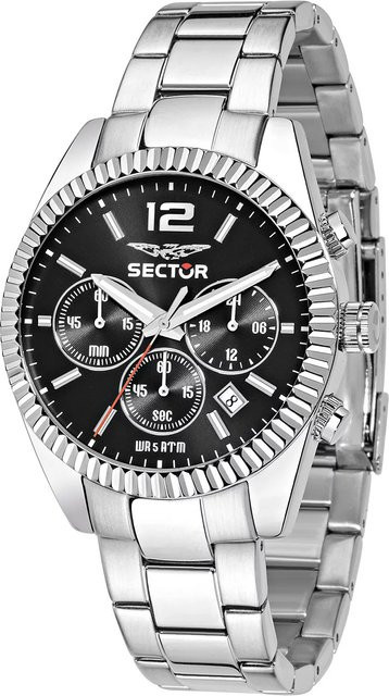 Sector Chronograph Herrenuhr, Quarz, Edelstahl, 41 mm, Schwarz, 5 ATM - Bild 1