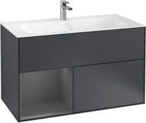 V&B Finion Waschtischunterschrank mit Wandbeleuchtung, Breite: 99,6 cm, Tiefe: 49,8 cm, Farbe: Mittelblau lackiert - Bild 1