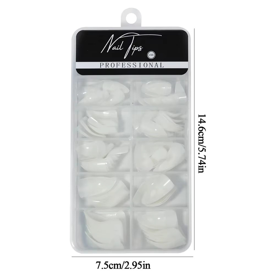 naildazzling Nagelspitzen gebogen, weiß/klar, 100 Stück - Bild 5