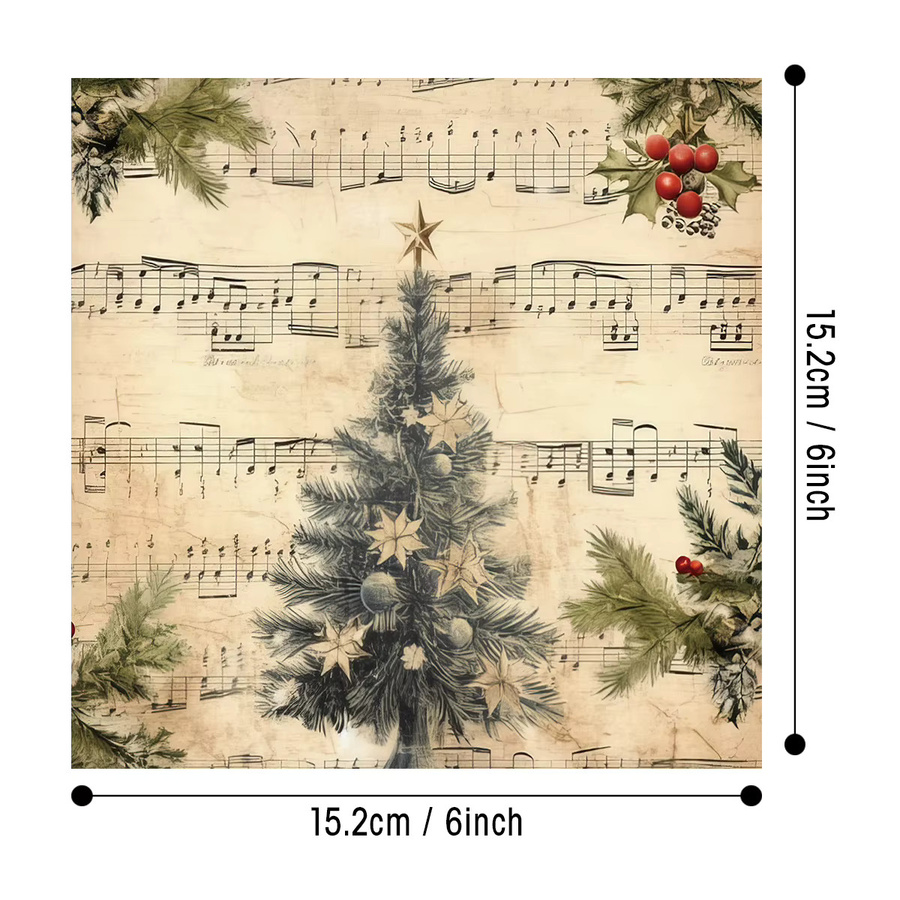 12er Set Weihnachtliche Scrapbook Papier mit Santa und Sternen Motiv, Vintage Hintergrundpapier für Junk Journal und Bastelarbeiten, Mehrfarbig - Bild 3