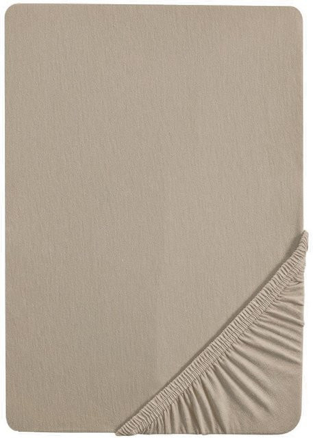 Boxspringbezug Jersey aus Baumwolle und Elasthan in Grau oder Beige, B/T: 180 x 200 cm bis 200 x 220 cm - Bild 1