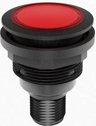 Georg Schlegel SHORTRON connect M12 Meldeleuchte, rund, beleuchtbar, schwarz-rot, IP65 - Bild 1
