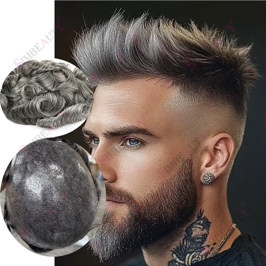 simbeauty Herren-Haarprothese, 30mm Wave, Poly-Skin-Basis, Braun - Bild 2
