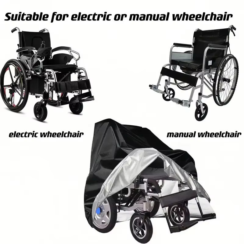 DUOUPA Wasserdichter Rollstuhlbezug in Schwarz für elektrische und rollende Gehhilfen, Schutz gegen Staub, Schnee, Regen und Sonne, B/H/T: 65 x 90 x 65 cm - Bild 2
