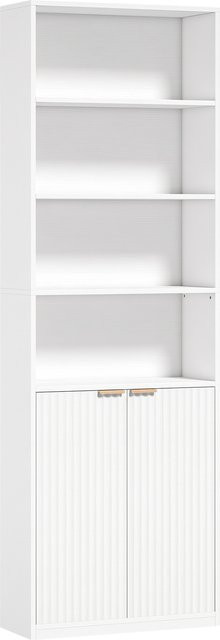 Aosom 6-stufiges Regal in Weiß mit 4 offenen Fächern und 2 Türen, B/T/H: 60 x 24 x 182 cm - Bild 1