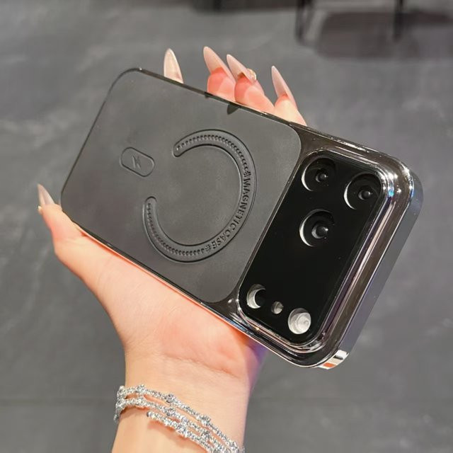 Luxus Matte Leder Schutzhülle mit MagSafe Magnetischer Drahtloser Ladefunktion für iPhone 17 16 15 14 13 12 11 Pro Max Stoßfest in Grau - Bild 1