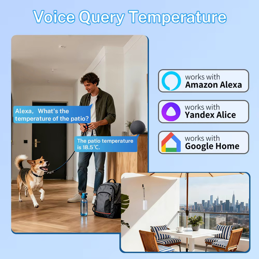 Tuya Smart Temperatur- und Feuchtigkeitssensor für den Außenbereich mit WiFi/Zigbee, IP65 wasserdicht, Farbe: Weiß, kompatibel mit Alexa und Google Home - Bild 3