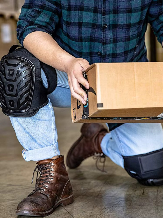BRACEFULL Knieschoner für die Arbeit mit Gelkissen und Schaumstoffpolsterung, Schwarz, 1 Paar - Bild 7