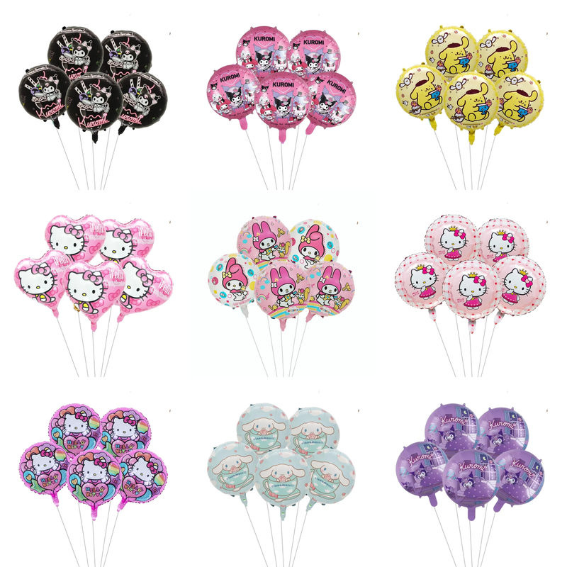 5 Stück Sanrio Latex-Ballons in Mehrfarbig für Kindergeburtstage und Babypartys mit Kuromi und Melody Motiven - Bild 3