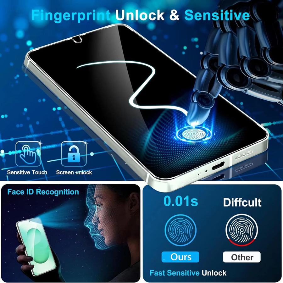3er-Pack CHANHOWGP Displayschutzglas aus gehärtetem Glas für Samsung Galaxy S26 S25 S24 S23 S22 S21 S20 Plus FE Ultra Note20 5G transparent mit Fingerabdruck-Entsperrung kompatibel - Bild 5