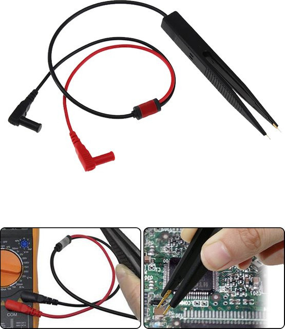 Chip Test Clip Multimeter Sonde und Pinzette für SMD Kapazität und Induktivität, Kunststoff Zubehör in Schwarz - Bild 1