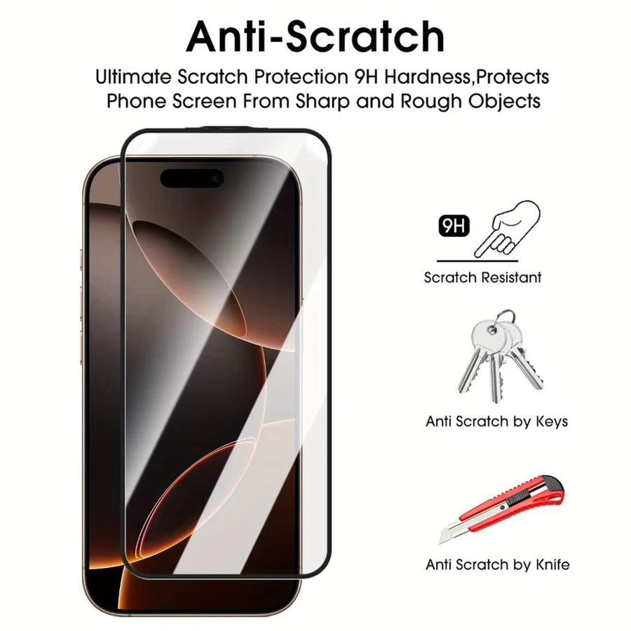 3er-Pack DIXSG Displayschutzfolie aus Glas für iPhone 17 16 15 14 13 12 11 Pro Max Air 16e 15 Plus in Transparent mit einfacher One-Click-Installation - Bild 3
