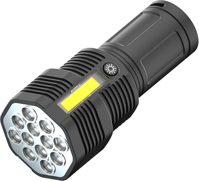 ESMARTER LED Taschenlampe mit USB-Aufladung und COB-Beleuchtung in Schwarz - Bild 1