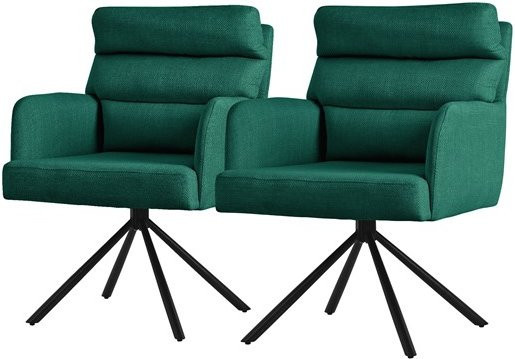 ML-Design Esszimmerstuhl 2er Set Dunkelgrün Drehbar mit Polsterung und Auto-Return Funktion aus Samt und Stahl - Bild 1