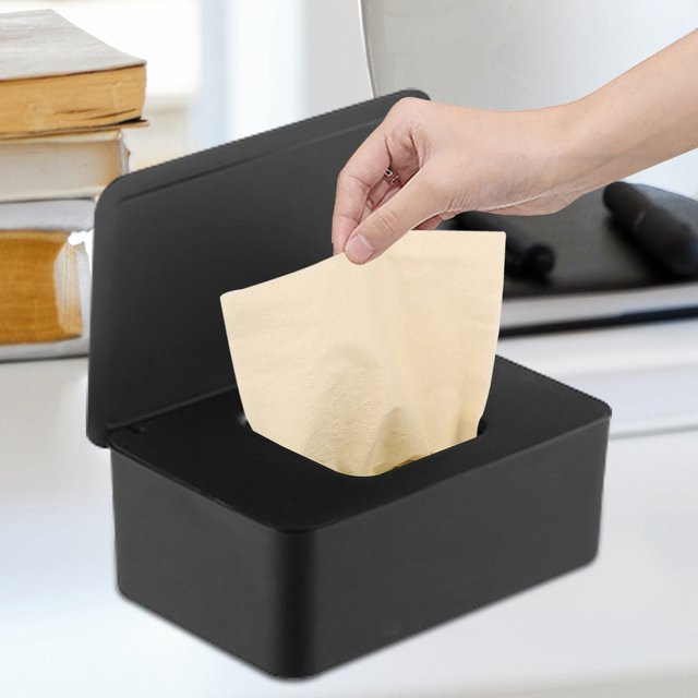 Willstar Nass Tissue Box Staubdicht mit Deckel, Tragbarer Tücher Spender aus Kunststoff, Schwarz - Bild 1