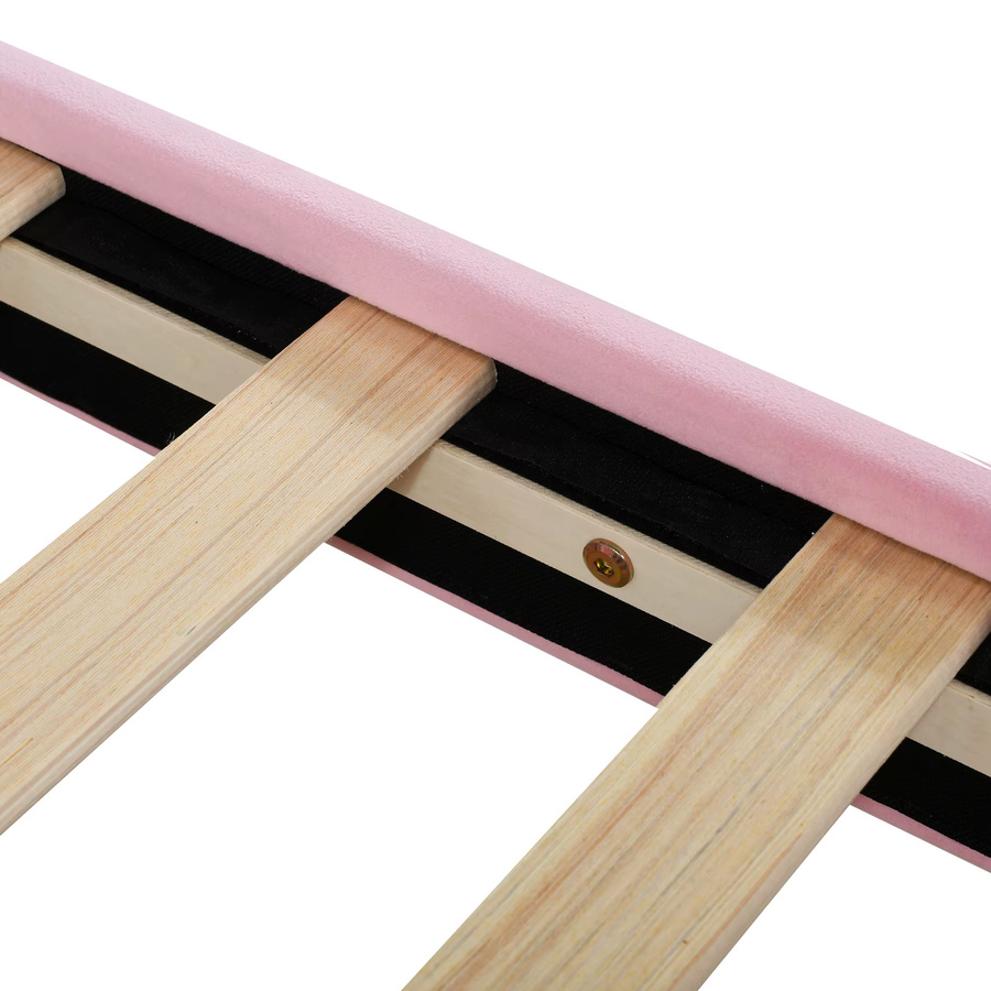 KOMHTOM Kinderpolsterbett Schlafsofa aus Flanell in Pink, Multifunktionales Weichbett mit Rückenlehne und Armlehnen, B/T: 90 x 200 cm - Bild 3