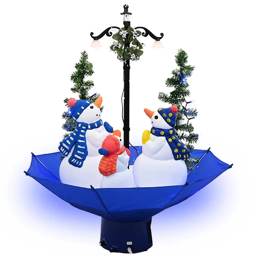 vidaXL Weihnachtsbaum mit Schnee und Schirm-Fuß in Blau, Grün und Weiß aus PVC, Höhe: 75 cm - Bild 1