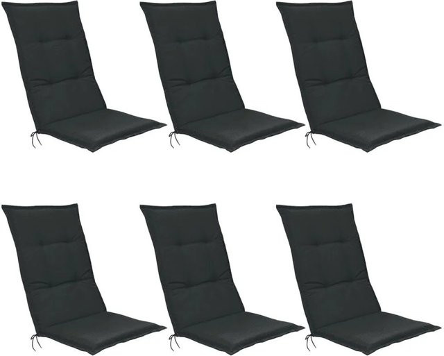 Beautissu Base HL Hochlehner Polsterauflage 6-teilig Graphitgrau B: 120 cm, T: 50 cm, H: 6 cm - Bild 1