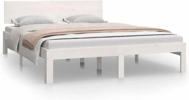 vidaXL Massivholzbett aus Kiefer in Weiß, B/T/H: 140 x 200 x 143,5 x 205,5 cm - Bild 1
