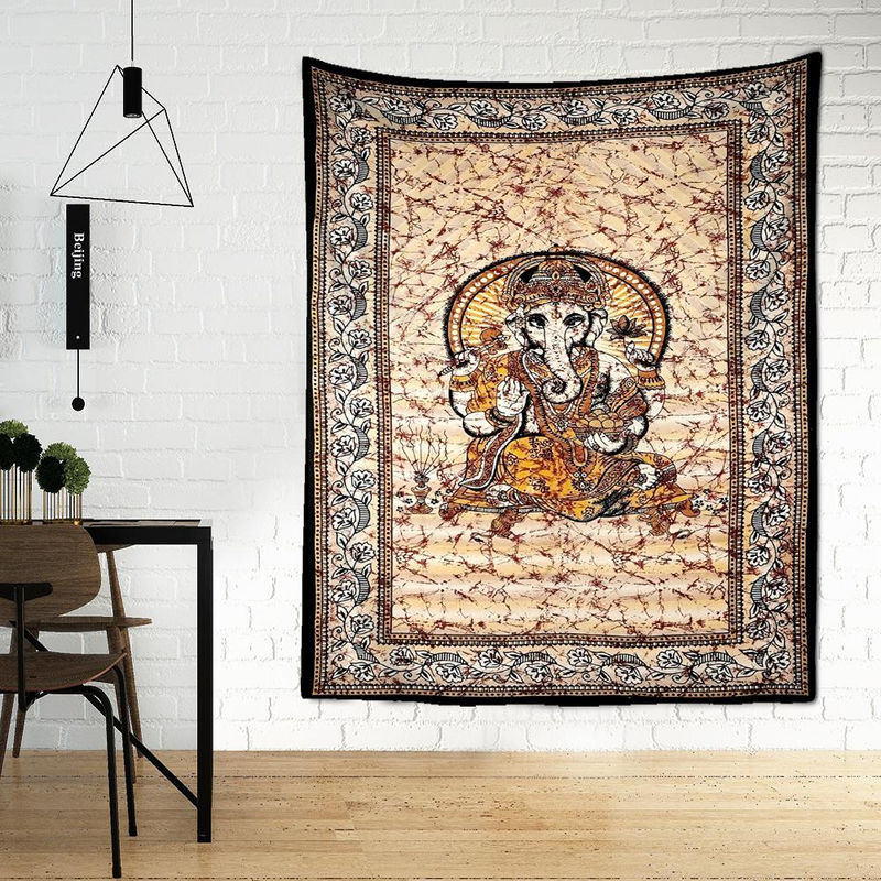 Abstrakter Vintage Elefanten Wandteppich in Beige von Super Six, Mystischer Wandbehang mit Tier-Motiv, B/H: 95 x 70 cm - Bild 2