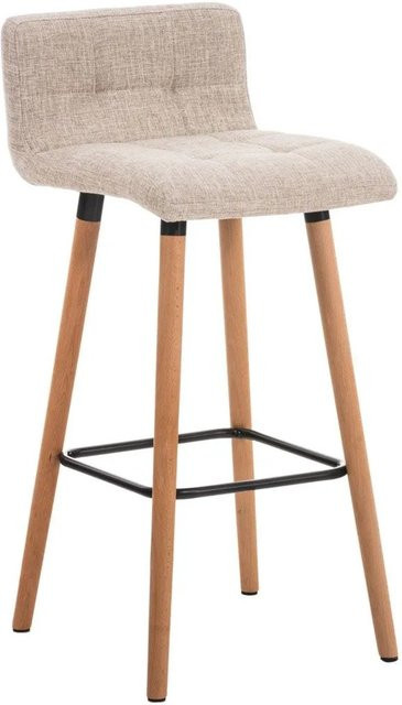 DELUKE 2er Set Barhocker GITOR in Creme mit Lehne aus Stoff und Buchenholz, B/T/H: 42 x 49 x 94 cm - Bild 1