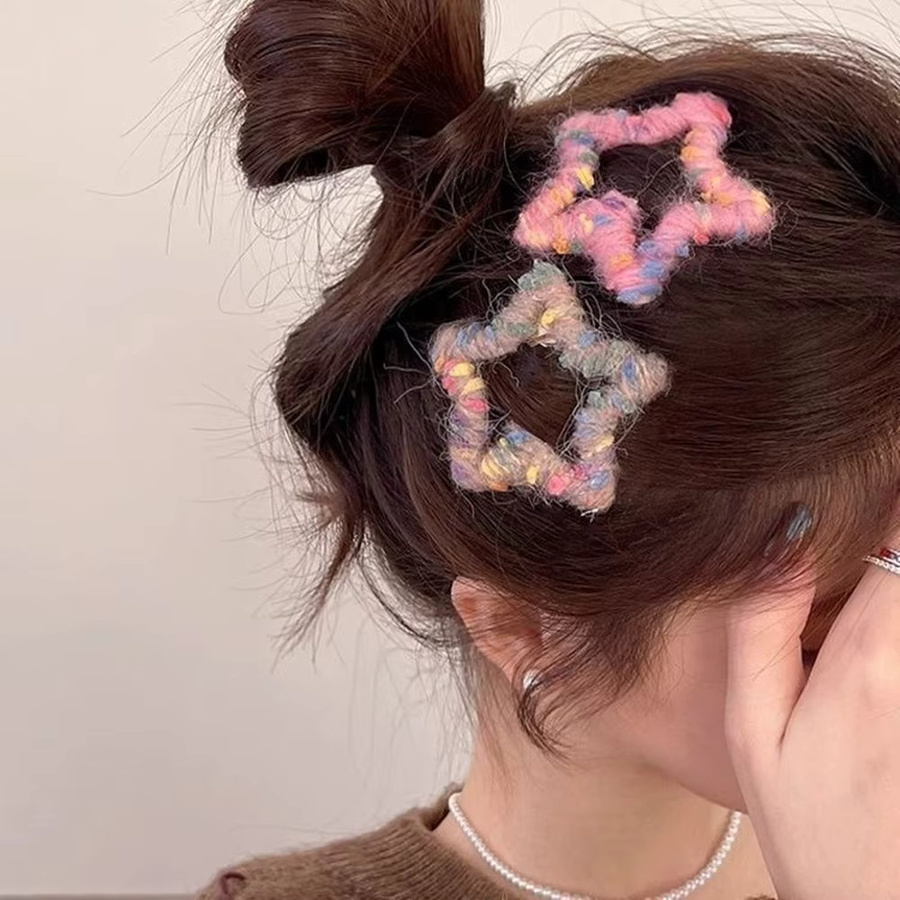 Stern-Haarspangen, bunte Strick-Haarspangen, Mädchen - Bild 3