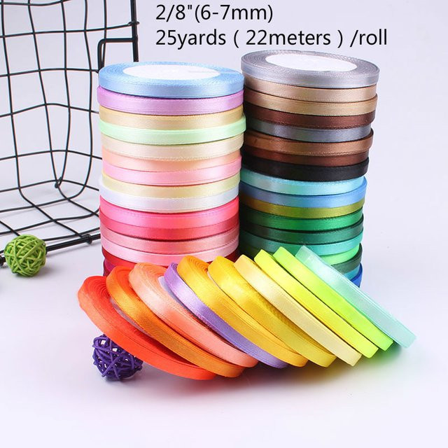 Merylover Einseitiges Seidensatinband Dekoratives Geschenkband für Hochzeit und Basteln, Breite: 6 mm, Länge: 25 Yards, Rosa - Bild 1
