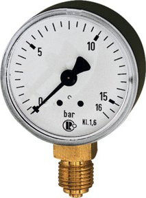 Riegler Standardmanometer mit Kunststoffgehäuse, Anschluss G 1/8 unten, Messbereich 0-16,0 bar, Durchmesser 40 mm - Bild 1