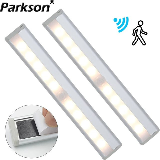 PARKSON LED Bewegungsmelder Nachtlicht in Weiß mit 10 LEDs und warmweißem Licht für Schrank und Küche - Bild 1