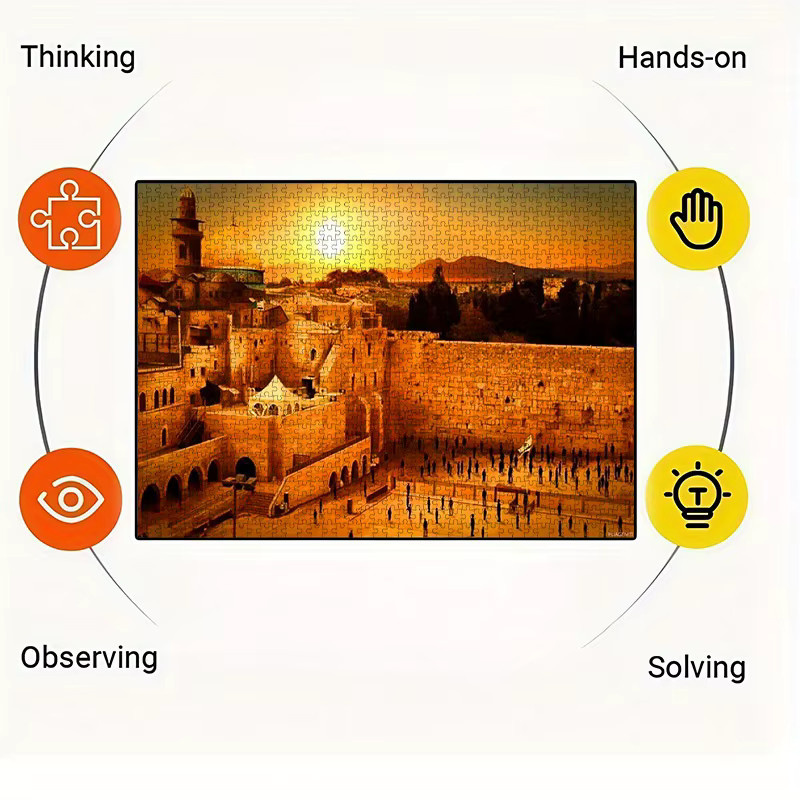 AZNM Jerusalem Ancient City Wall Sunset Scenery, Puzzle, 1.000 Teile, ab 14 Jahren - Bild 2