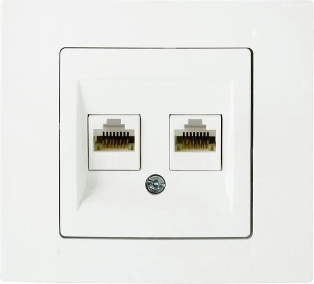 Günsan Moderna 2-fach CAT5e Netzwerk-Datenbuchse in Weiß für Ethernet/LAN, bündig eingebaut - Bild 1