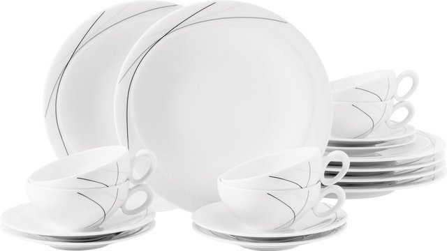 Seltmann Weiden Teeservice Trio Highline aus Porzellan, 18er Set, Weiß - Bild 1