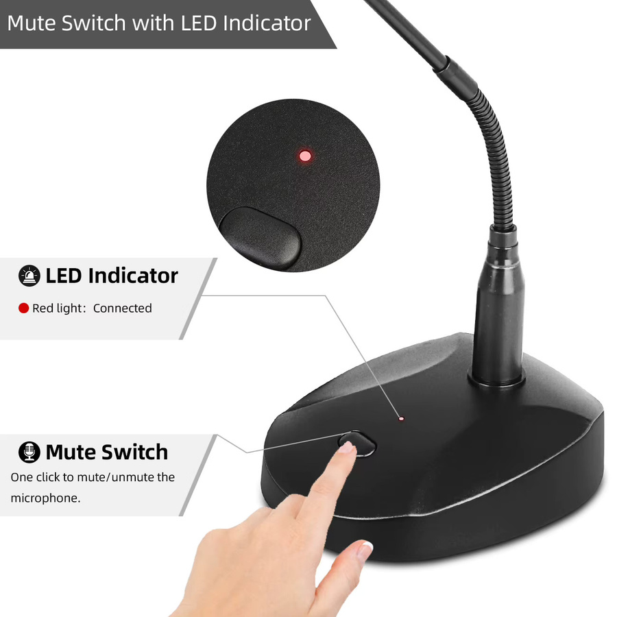 Depusheng U140 USB-Kondensatormikrofon mit flexiblem Schwanenhals in Schwarz für Computer-Desktop, Online-Chat und Karaoke - Bild 2