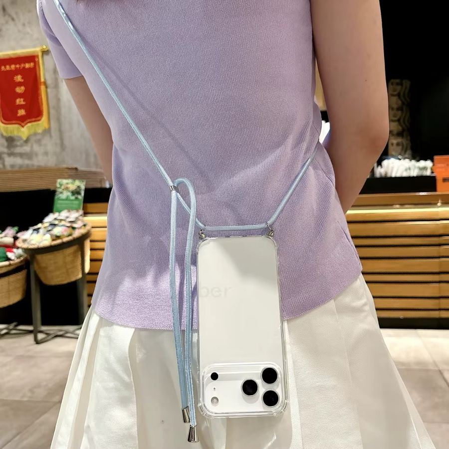 Xeber Crossbody Lanyard Klare Handyhülle für iPhone 17 16 15 14 13 12 11 Pro Max X XR Xs 7 8 Plus, Stoßfeste Silikon-TPU Abdeckung, Transparent/Silber - Bild 2