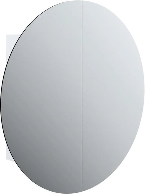 vidaXL Badezimmerschrank Weiß mit rundem Spiegel und LED-Beleuchtung, B/T/H: 54 x 17,5 x 54 cm - Bild 1
